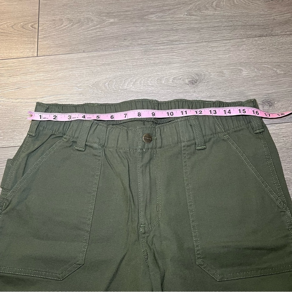 NWT Carhartt Women’s Rugged Flex Canvas Work Short Relaxed Fit Basil - Picture 12 of 15